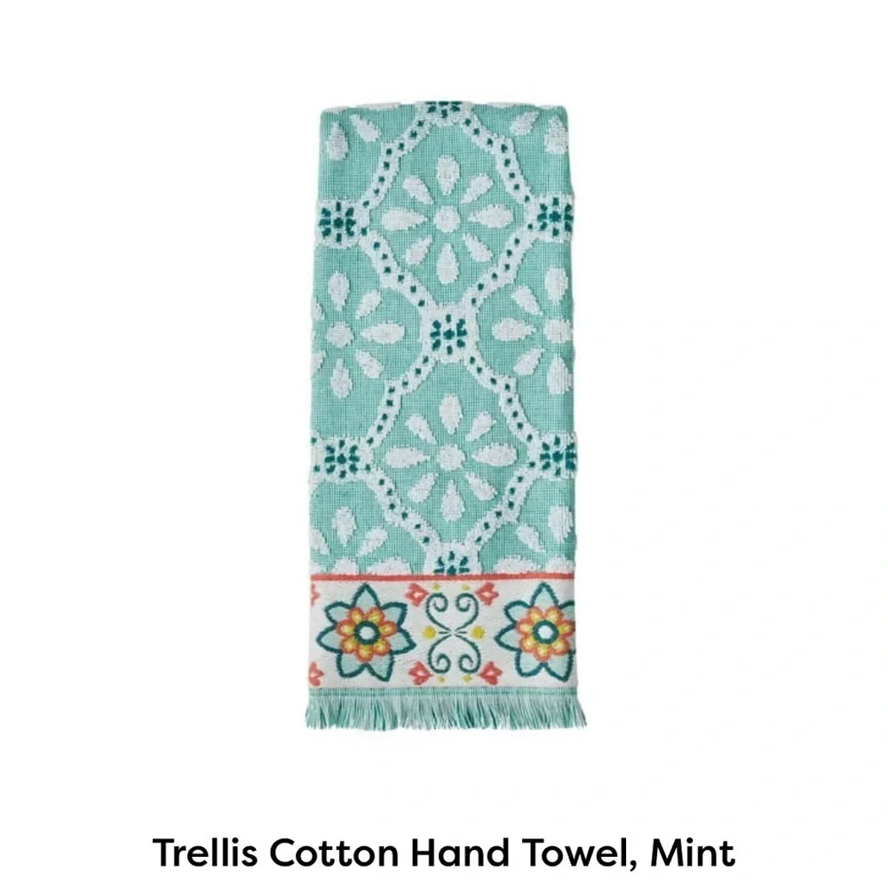 NEW Pioneer Woman Trellis Mint Hand Towel Only - 4 pack